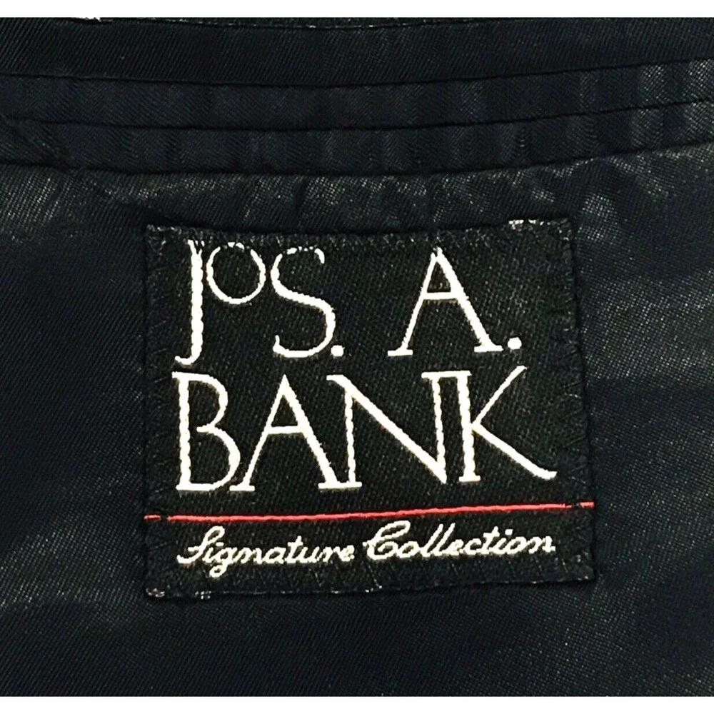 Jos A Bank Signature Chalk Stripe Sport Coat Wool Black 42 Academia Preppy